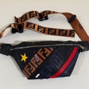 Black and Brown Belt Bag Chest Bag